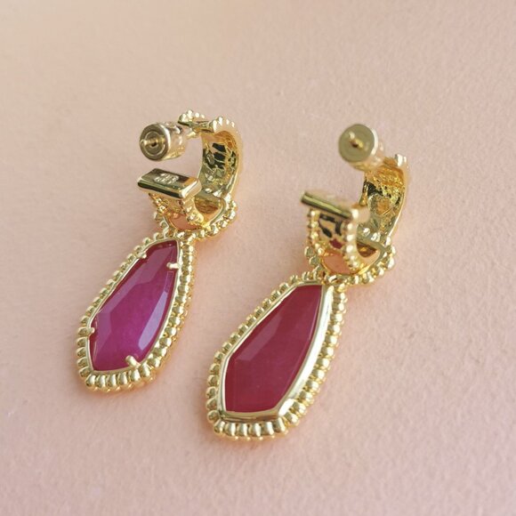 Alicia Bonnie - Sera Red Agate Gold Earrings - NEW - Picture 4 of 4